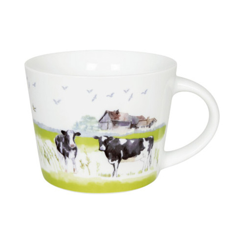 Hrnky a sklenice - Hrnek porcelánový farmářský s krávami 420ml