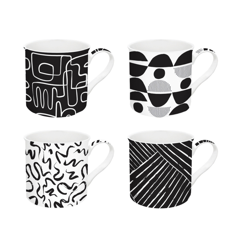 Hrnky a sklenice - Hrnek porcelánový GRAFFITI 4ks