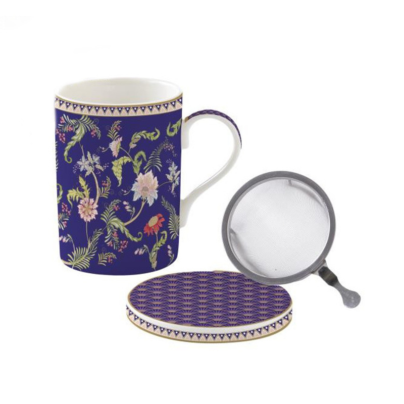 Hrnky a sklenice - Hrnek porcelánový se sítkem a víčkem MAGIE DORIENT fialový 350ml