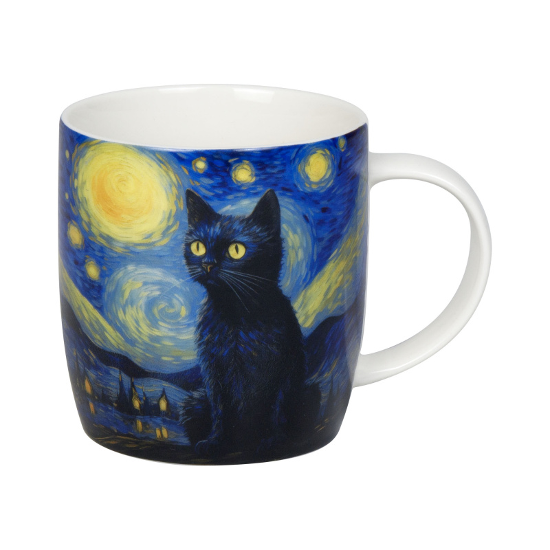 Hrnky a sklenice - Hrnek porcelánový VAN GOGH KOČKA 380ml