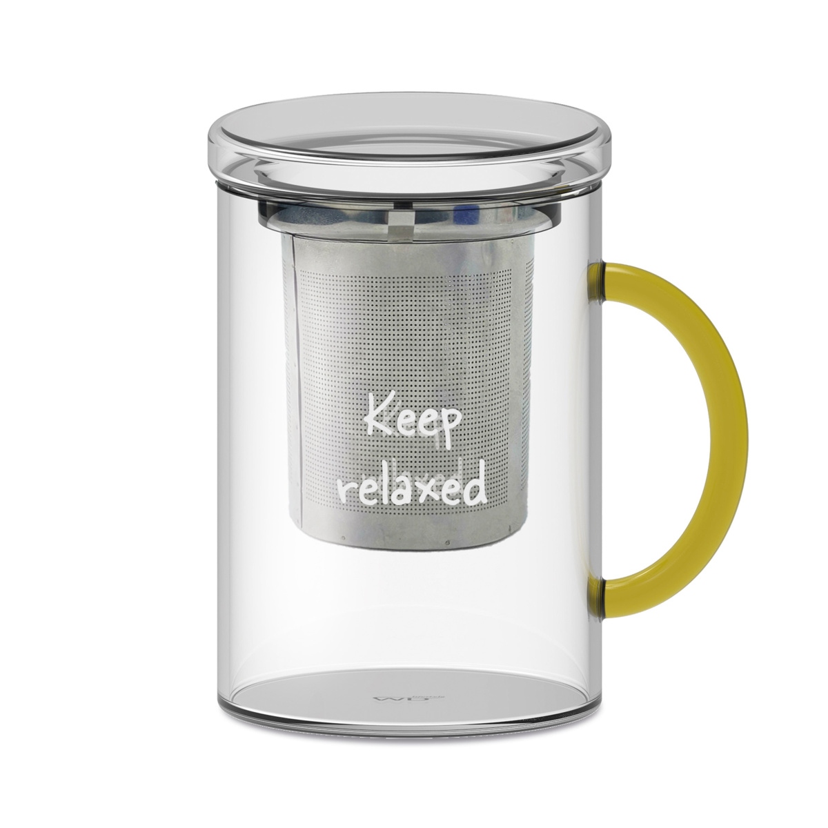 Hrnky a sklenice - Hrnek se sítkem KEEP RELAXED z borosilikátového skla 420ml