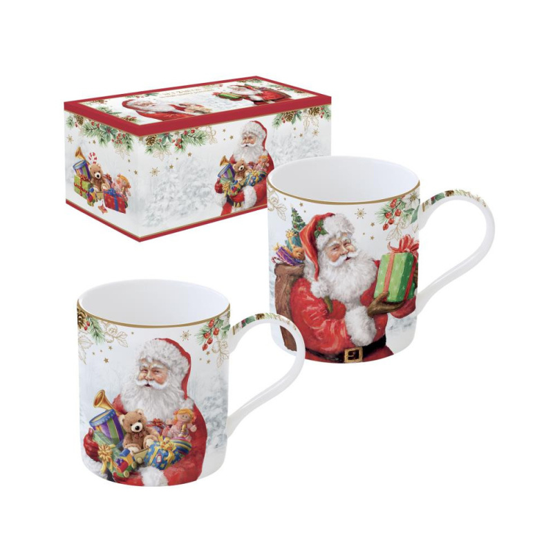 Hrnky a sklenice - Hrnky porcelánové SANTA IS COMING 350ml/2ks