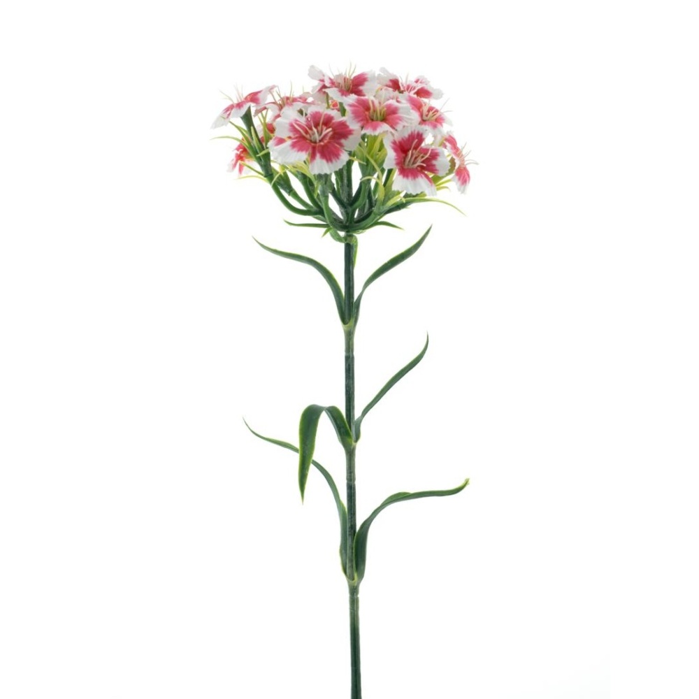 Letní umělé květiny - Hvozdík bradatý řezaný umělý bílo-červený 55cm