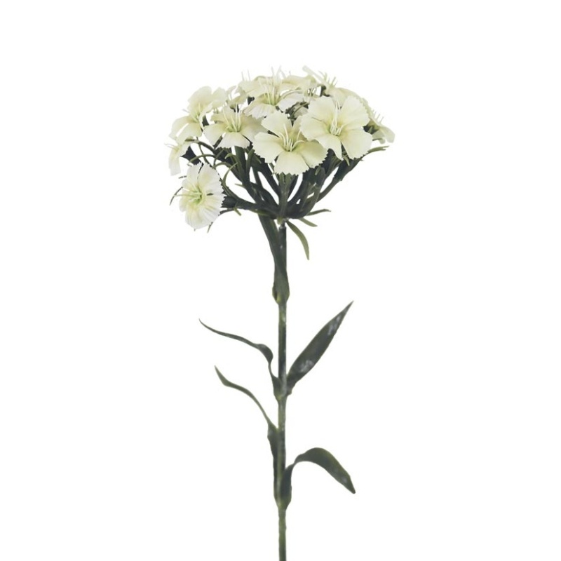 Letní umělé květiny - Hvozdík bradatý řezaný umělý bílý 55cm