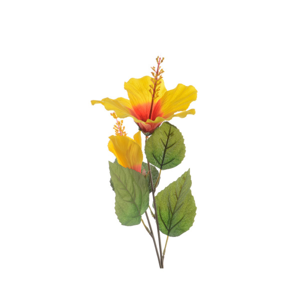 Letní umělé květiny - Ibišek řezaný umělý žlutý 71cm