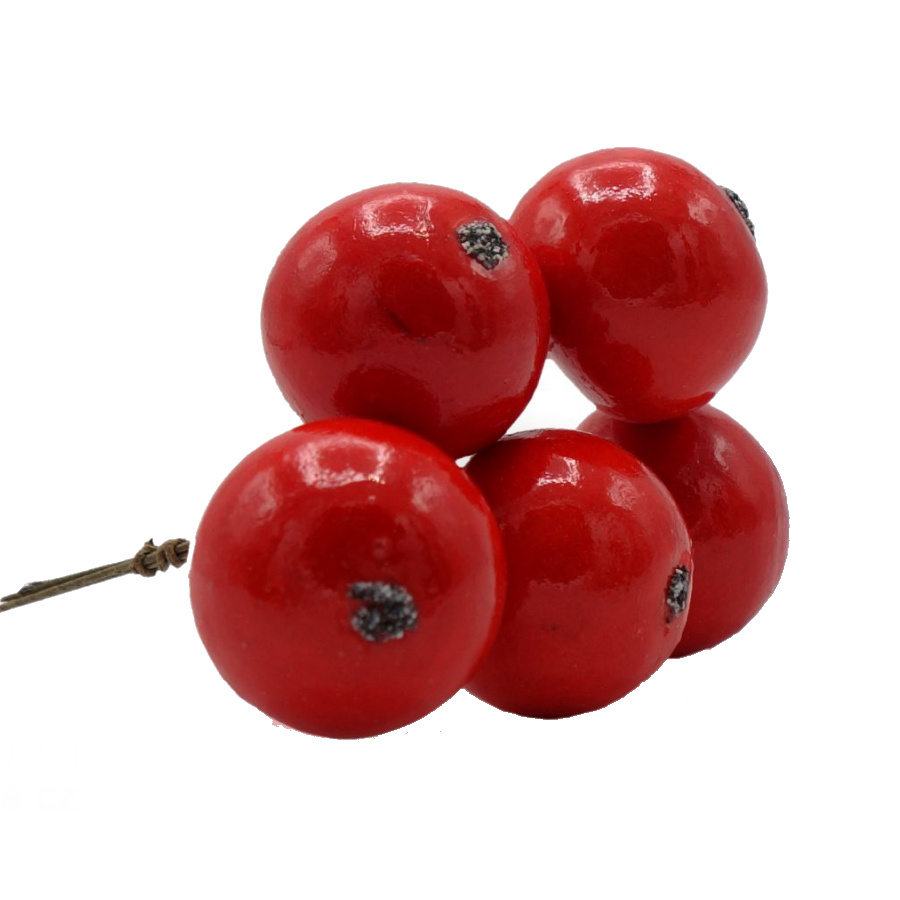 Přízdoby - Jablko umělé na drátku 3cm červené 5ks