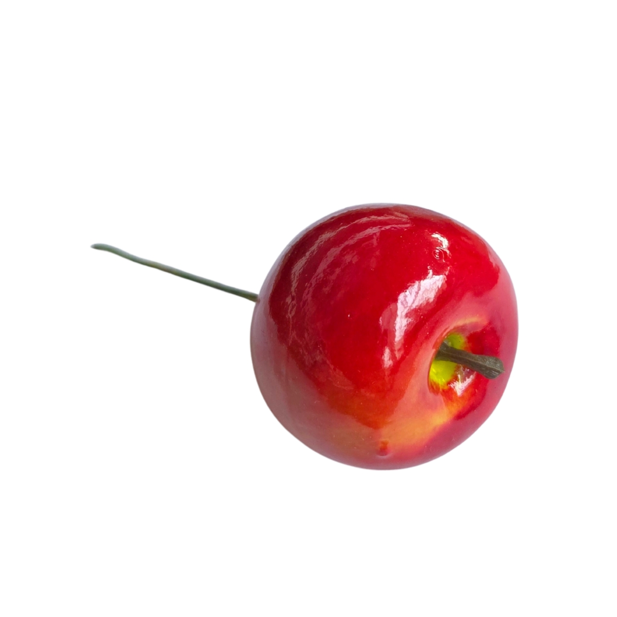 umělé přízdoby - Jablko umělé na drátku 4,5cm červené