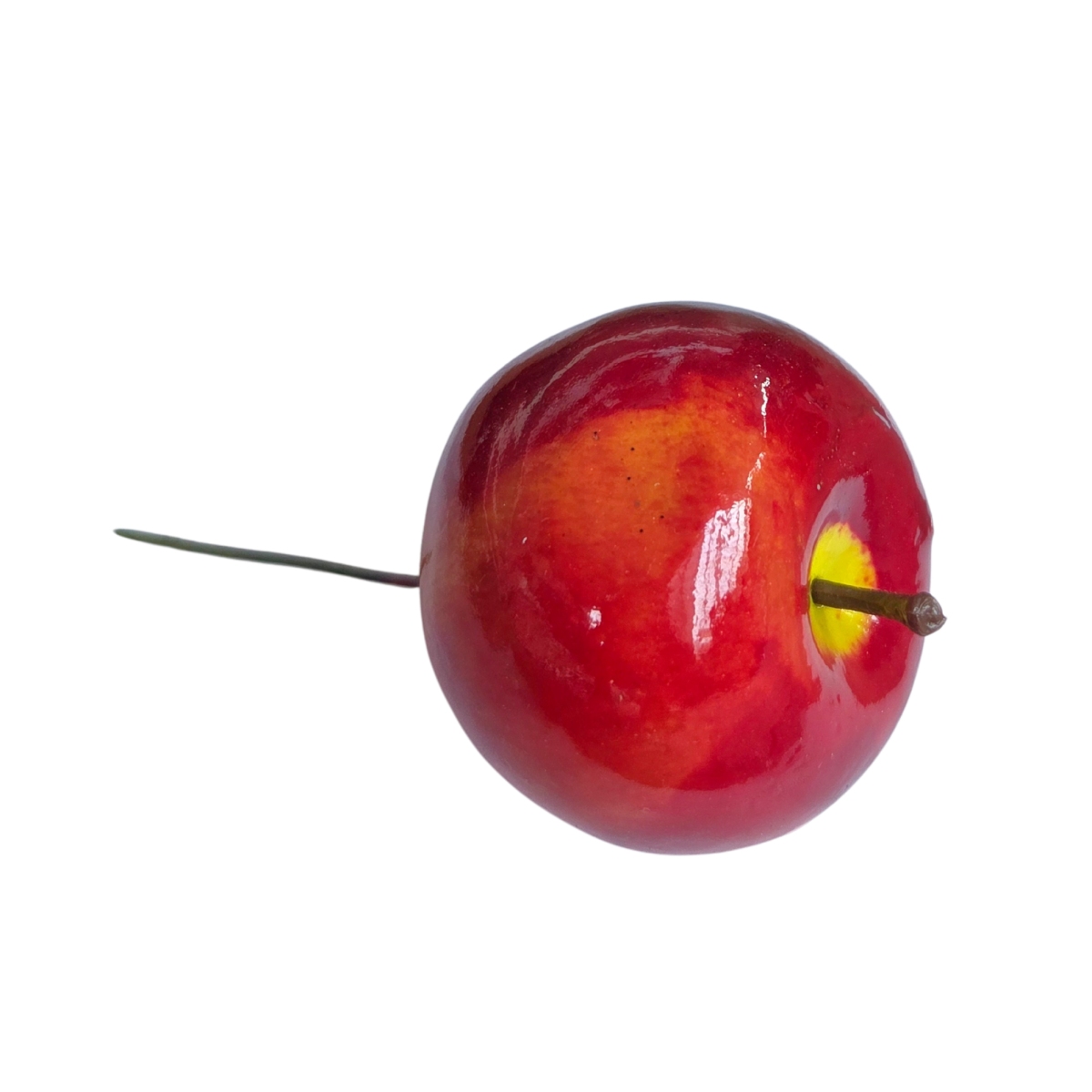 umělé přízdoby - Jablko umělé na drátku 6 cm červené