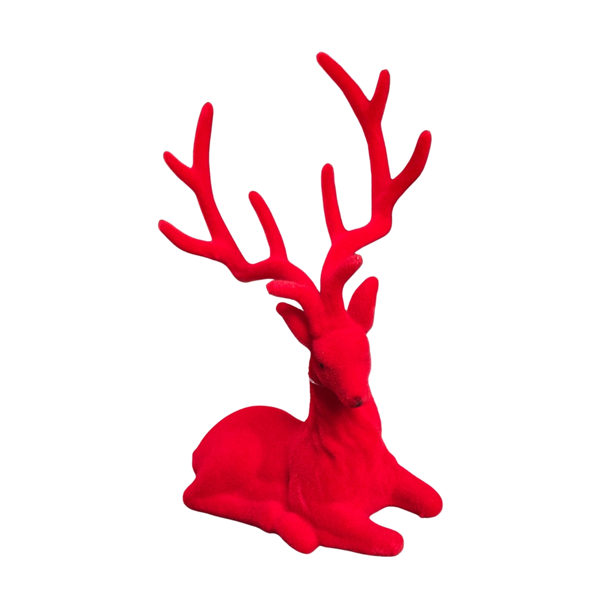 Figurky zvířátek - Jelen ležící s plstí červený 20cm