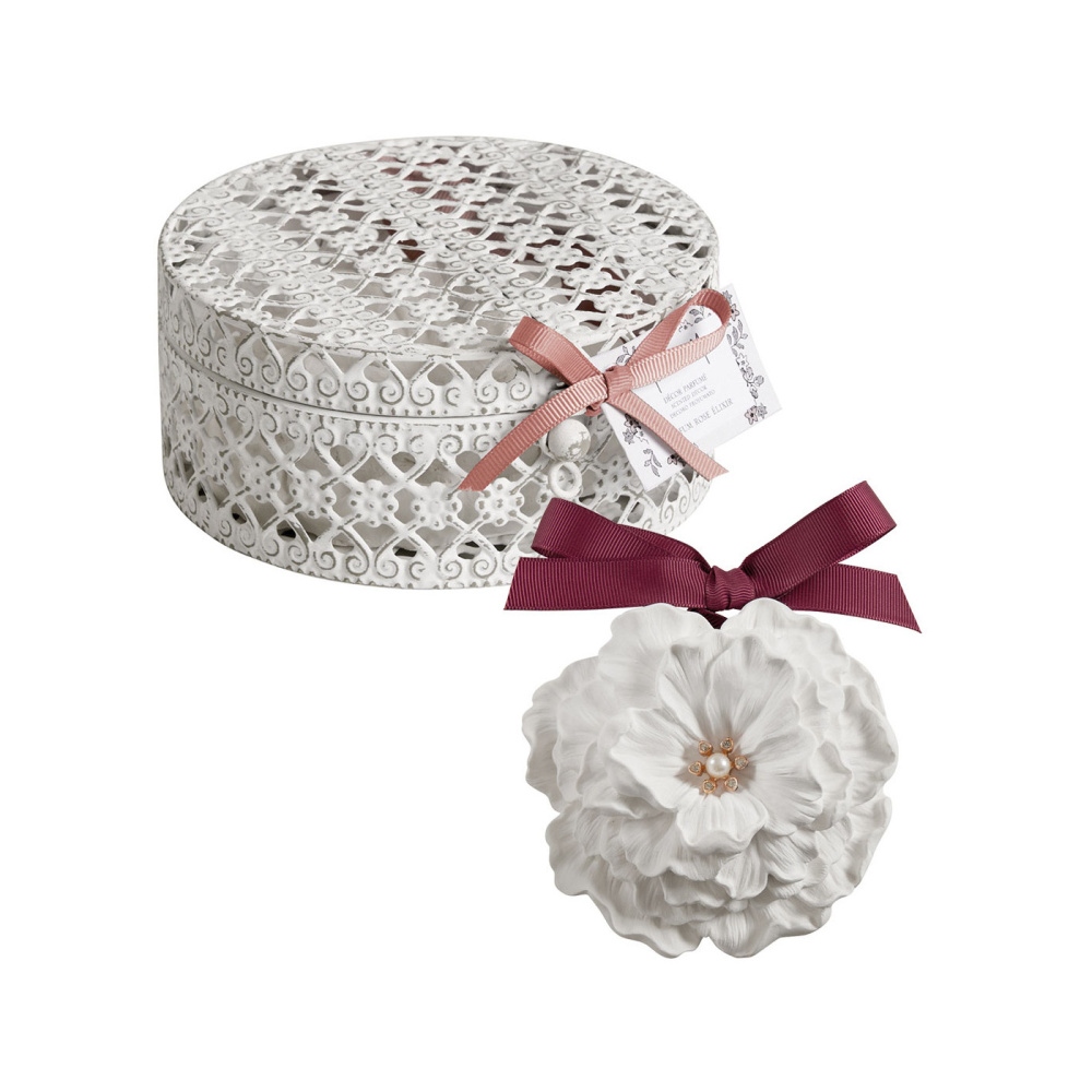 Vůně do prádelníku - Jíl vonný květ ROSE ÉLIXIR v dárkové krabičce 11cm