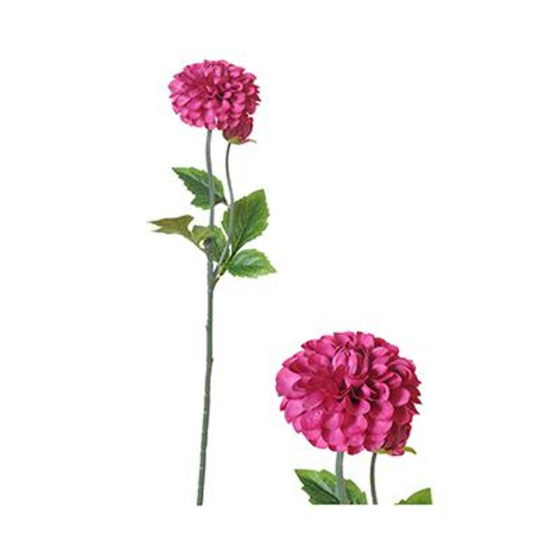 Podzimní umělé květiny - Jiřina řezaná umělá se 2 květy růžová 59cm