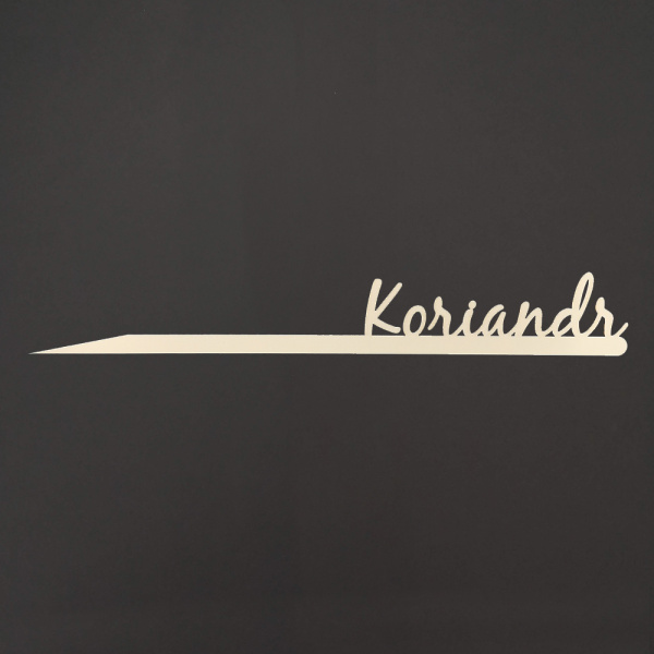 Předpěstování - Jmenovka dřevěný zápich KORIANDR přírodní 30cm