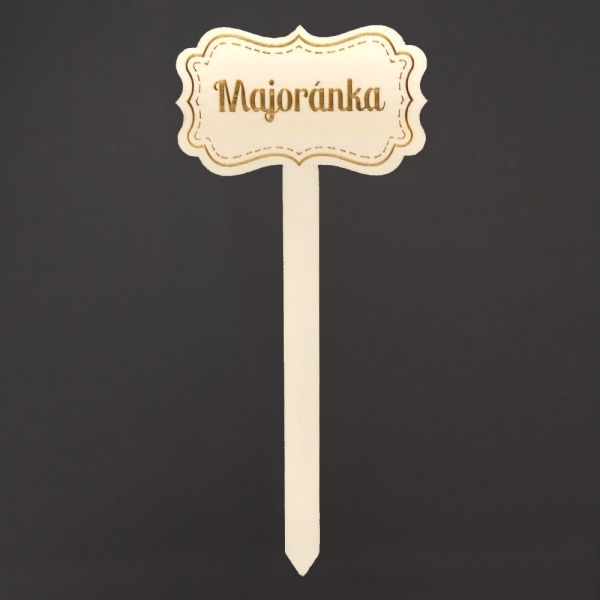 Předpěstování - Jmenovka zápich dřevěná tabule MAJORÁNKA přírodní 8,5x19,5cm
