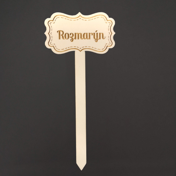 Předpěstování - Jmenovka zápich dřevěná tabule ROZMARÝN přírodní 8,5x19,5cm