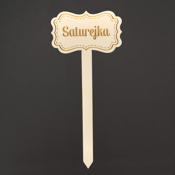 Předpěstování - Jmenovka zápich dřevěná tabule SATUREJKA přírodní 8,5x19,5cm