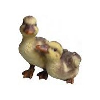 Venkovní zvířátka - Kachna mládě dvojice polyresinové 12cm