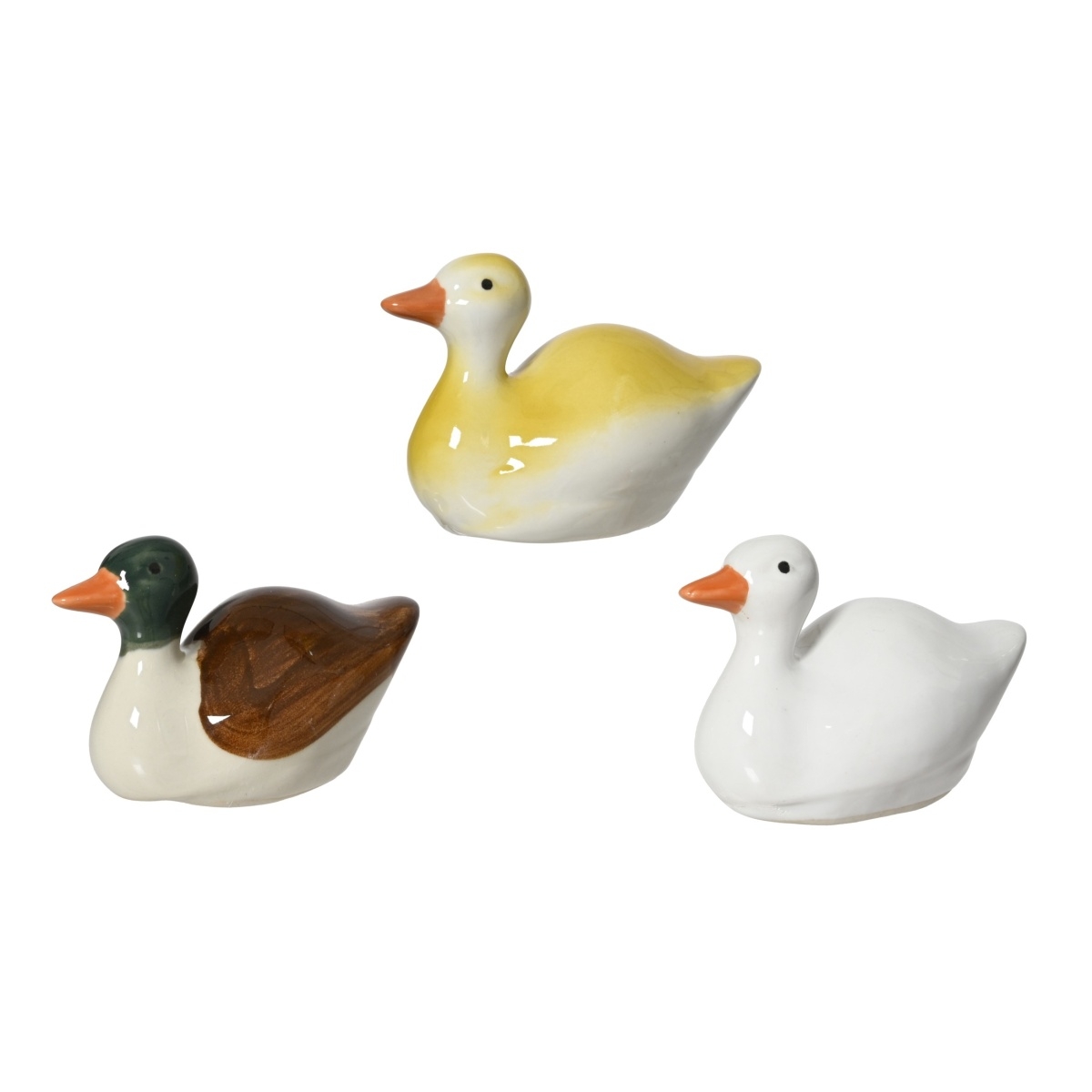 Dekorační figurky zvířat - Kachna porcelánová mix 6x8cm