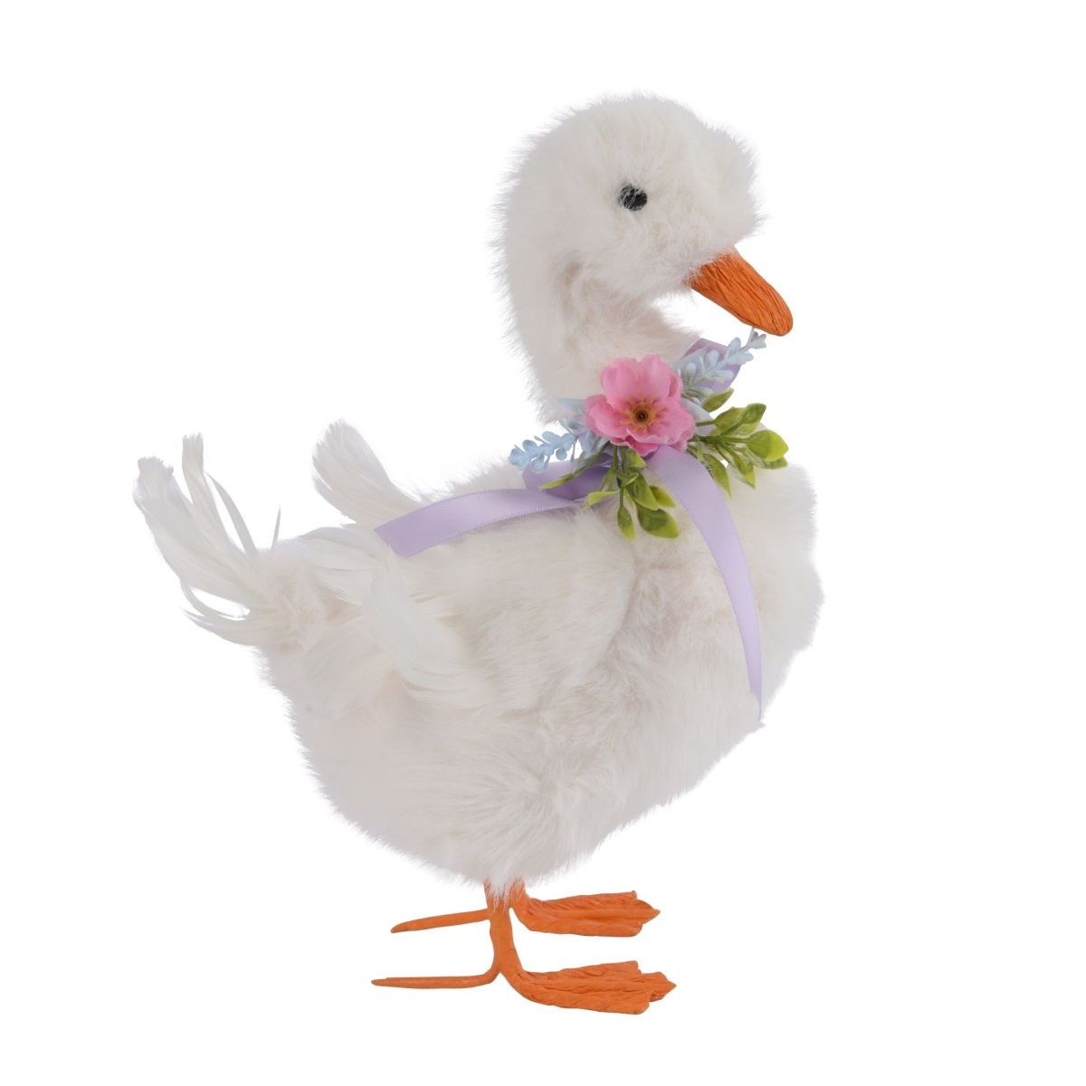 Velikonoční postavičky - Kachna stojící s květy polyesterová 26cm