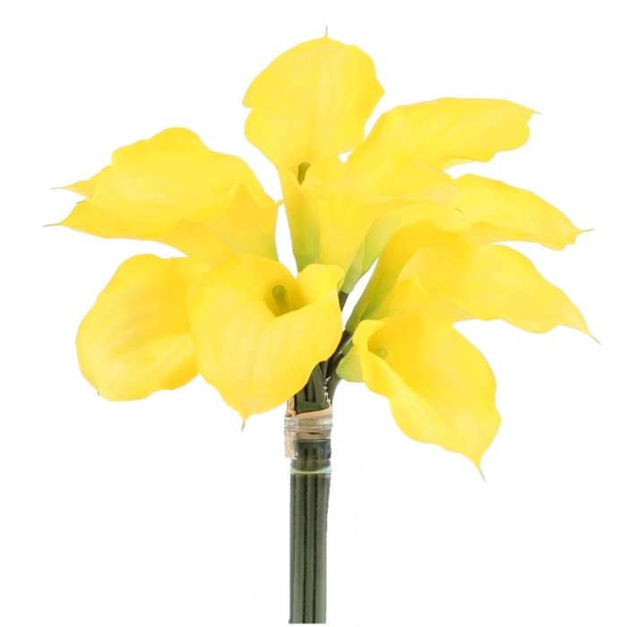 Celoroční umělé květiny - Kala řezaná umělá 12ks žlutá 45cm