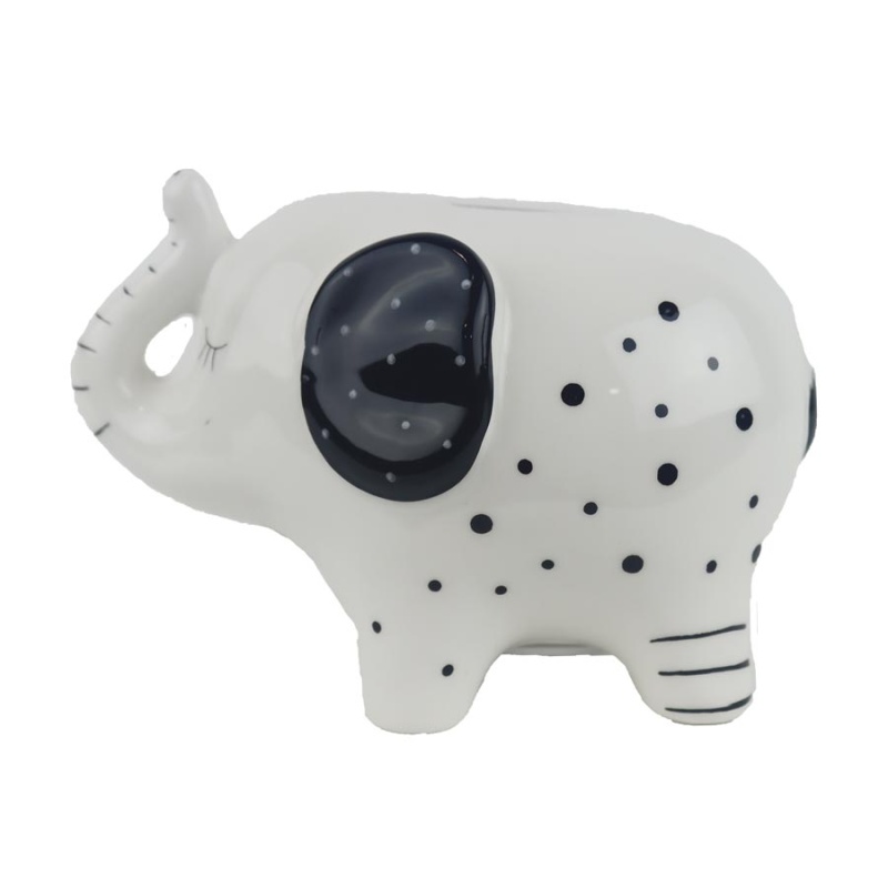 Dětské zboží - Kasička/pokladnička keramický slon černo-bílý