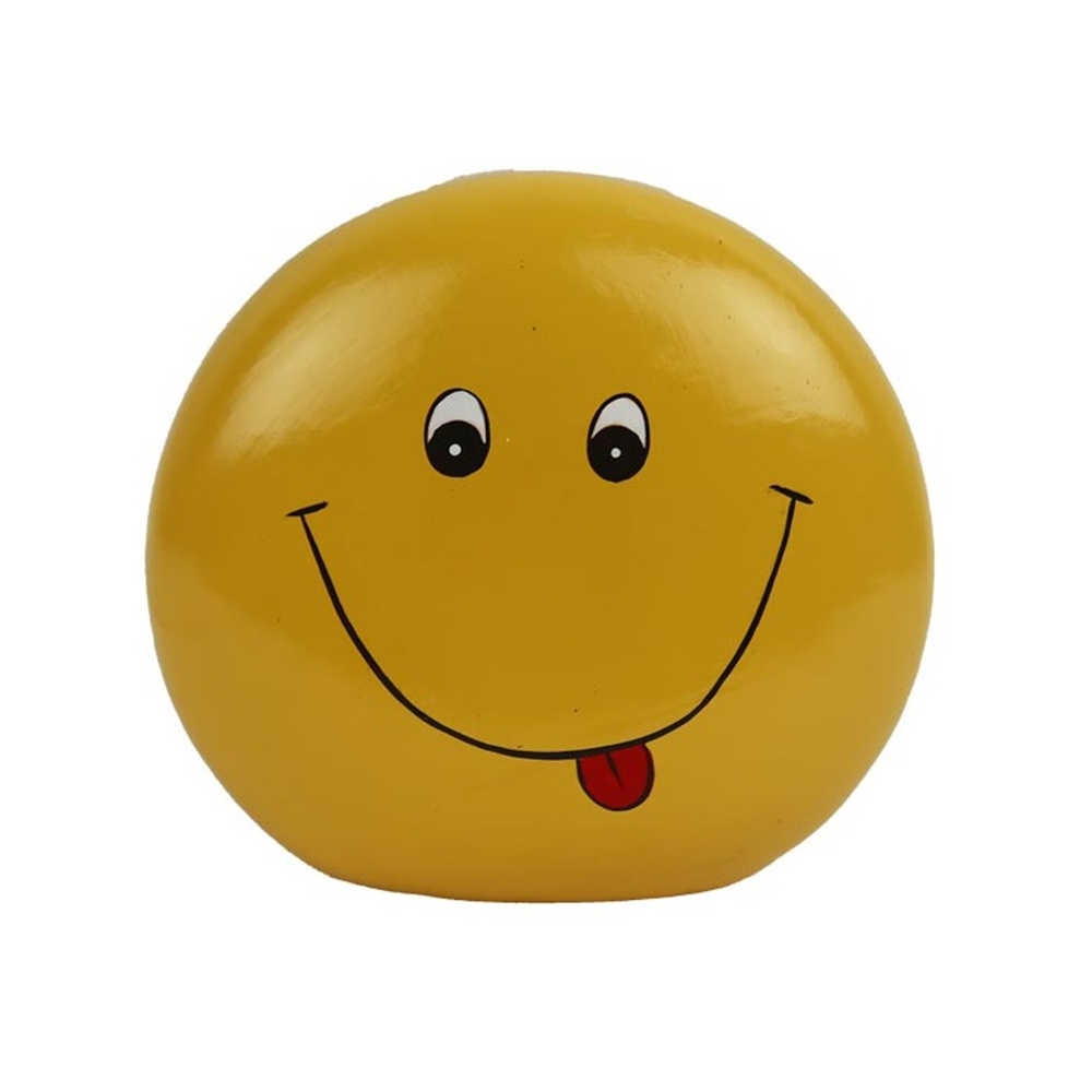 Dětské zboží - Kasička/pokladnička keramický smajlík žlutý 10,5cm