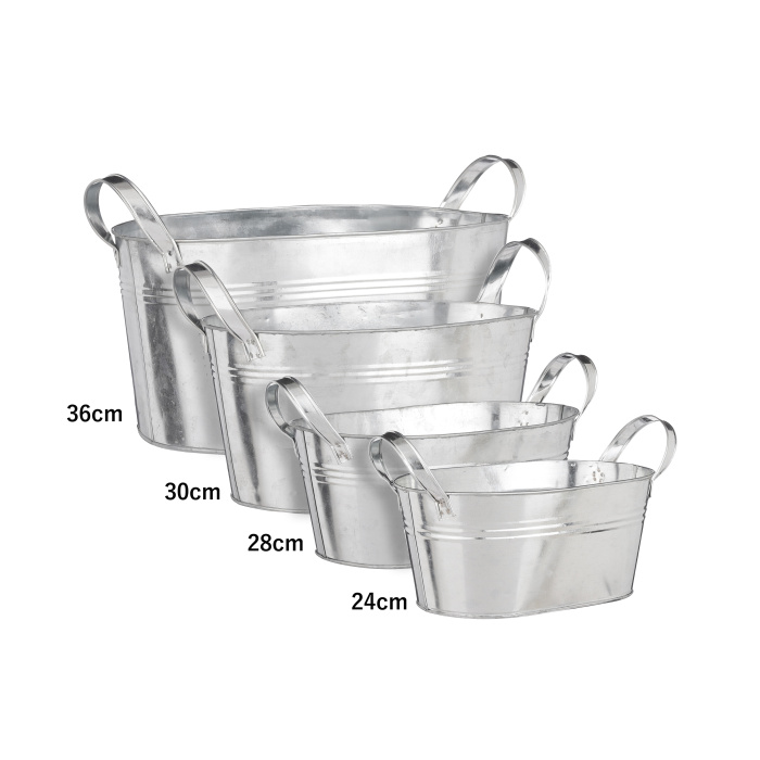 Kovové a plechové obaly - Kbelík plechový INCA 2 ucha oválný stříbrný 28cm