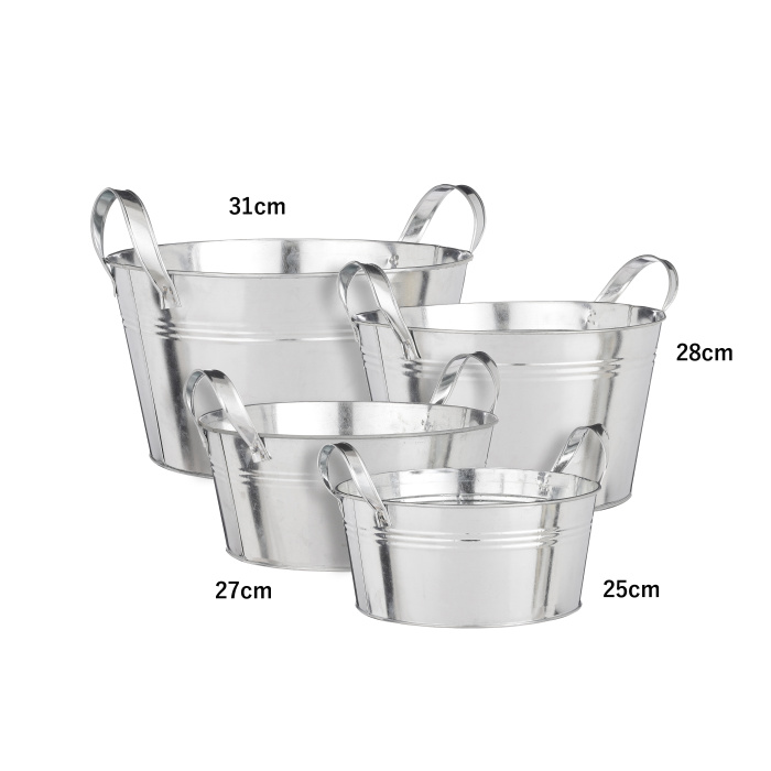 Kovové a plechové obaly - Kbelík plechový INCA 2 ucha široký stříbrný 27cm