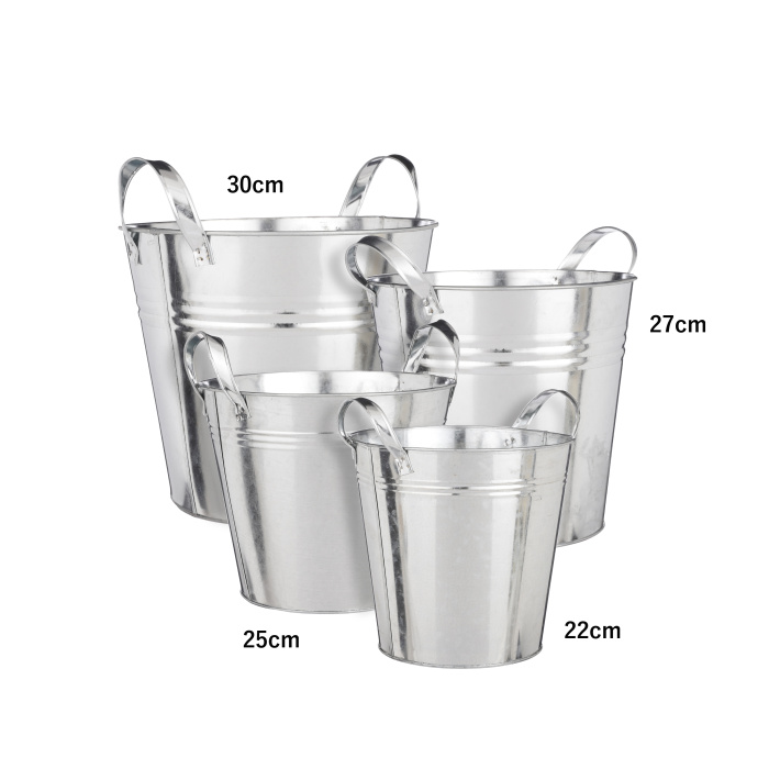 Kovové a plechové obaly - Kbelík plechový INCA 2 ucha vysoký stříbrný 30cm