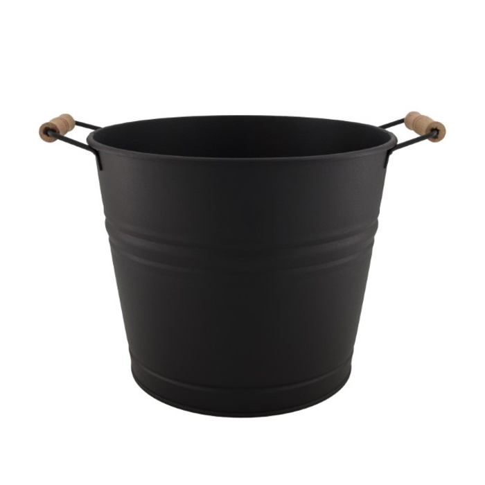Kovové a plechové obaly - Kbelík plechový s 2 uchy matný černý 30cm