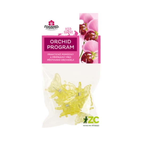 Držáky a háky na truhlíky - Klips k orchidei MOTÝL žlutá 4ks