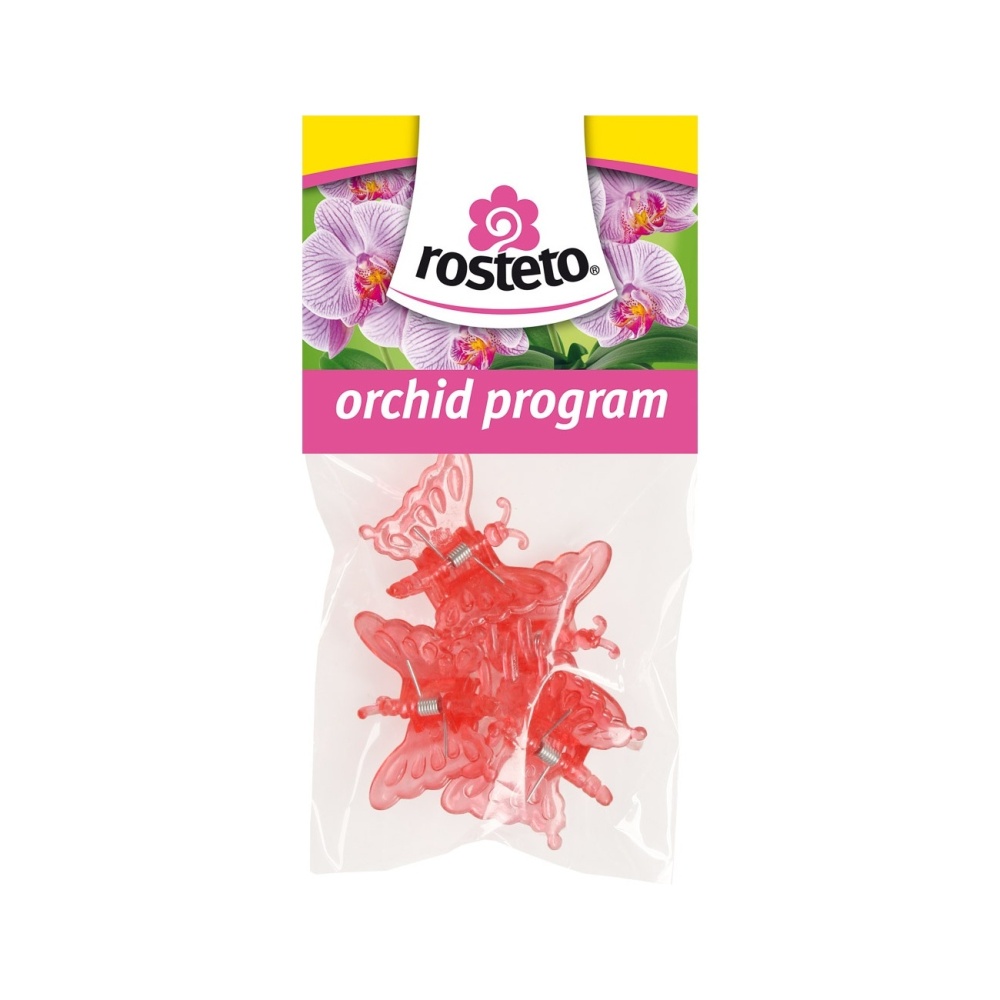 Držáky a háky na truhlíky - Klips k orchidej MOTÝL červený 4ks