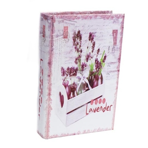 Krabice a dózy - Kniha LAVENDER LOVE dřevo 28cm