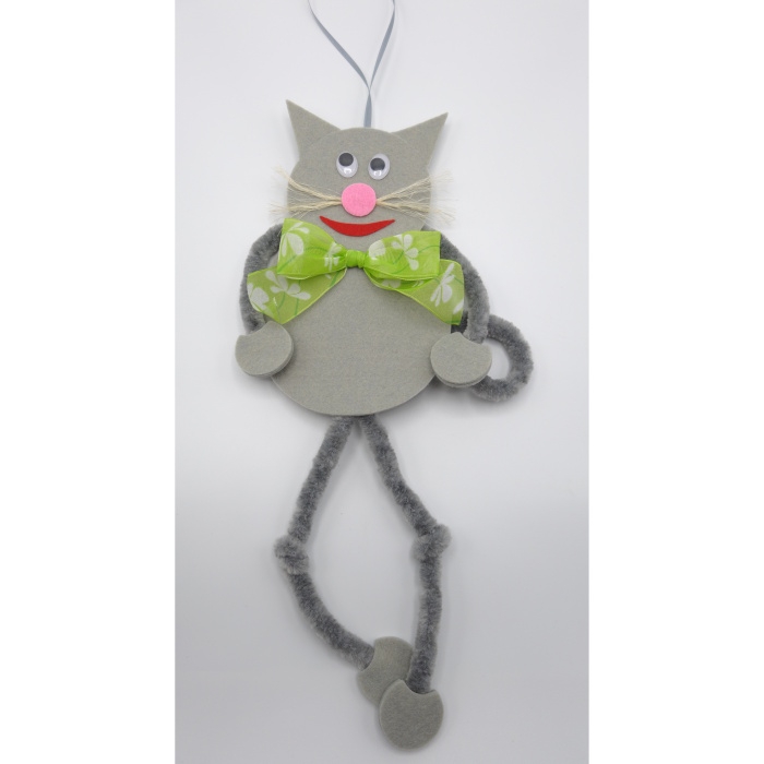 Dekorační figurky zvířat - Kočka dlouhé nohy závěs  šedá 40cm