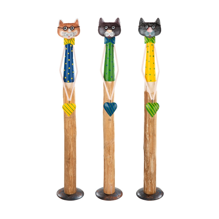 Dekorační figurky zvířat - Kočka GARRY dřevěná se srdcem mix 110cm