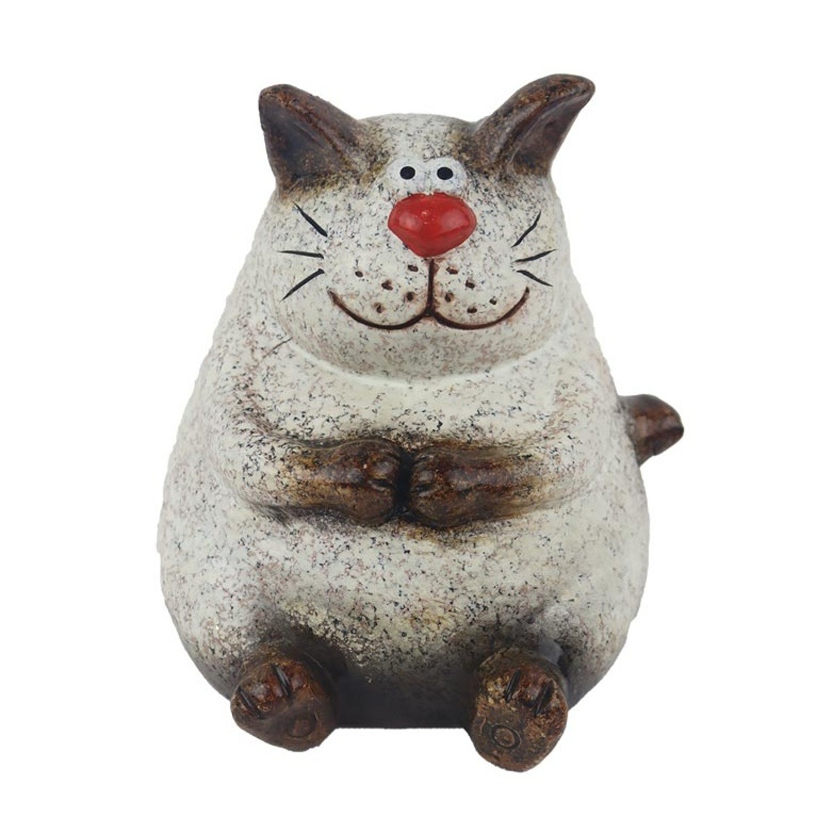 Dekorační figurky zvířat - Kočka koule sedící z magnesia 17,5cm