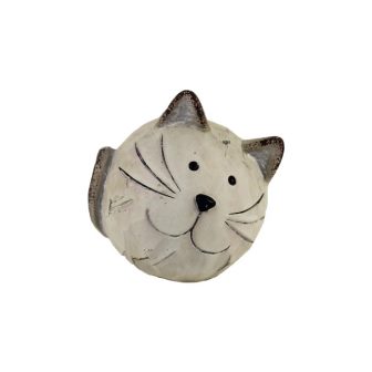 Dekorační figurky zvířat - Kočka koule terakota bílá 9cm