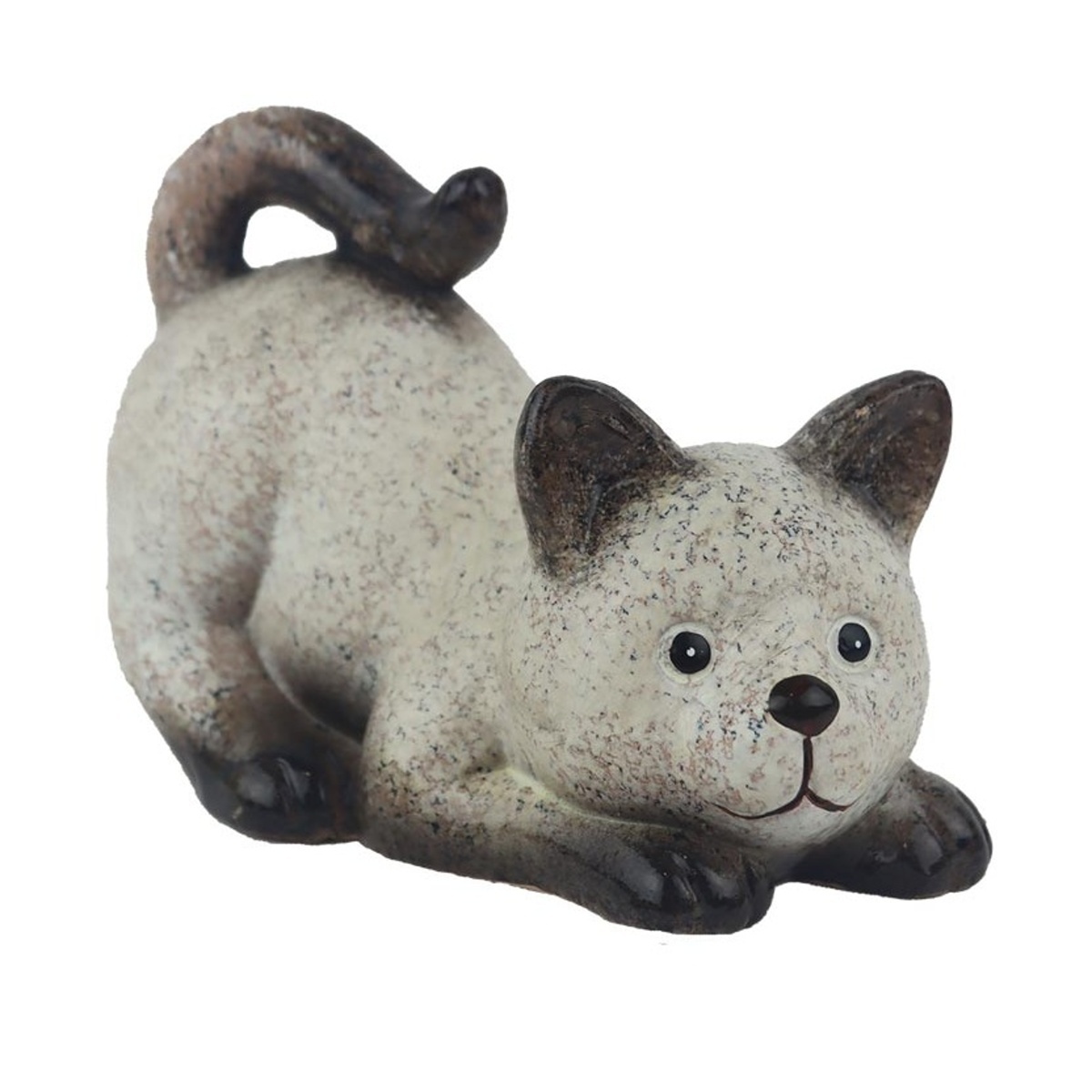 Dekorační figurky zvířat - Kočka ležící keramická 12,5cm