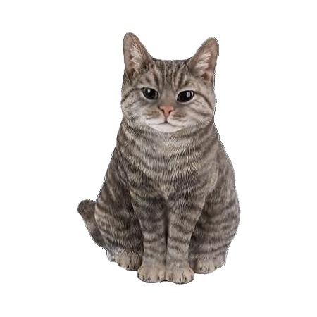 Dekorační figurky zvířat - Kočka sedící polyresinová mourovaná 30cm