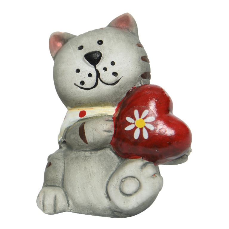 Kočka sedící se srdcem keramická 6,5 cm mix tvarů-0
