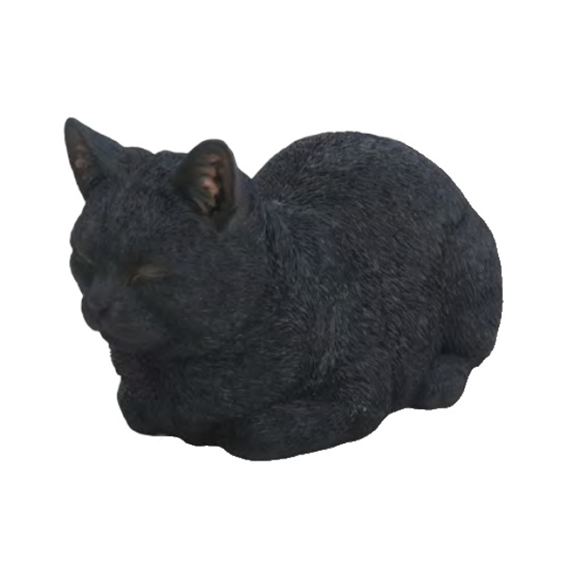 Dekorační figurky zvířat - Kočka spící polyresinová černá 35cm