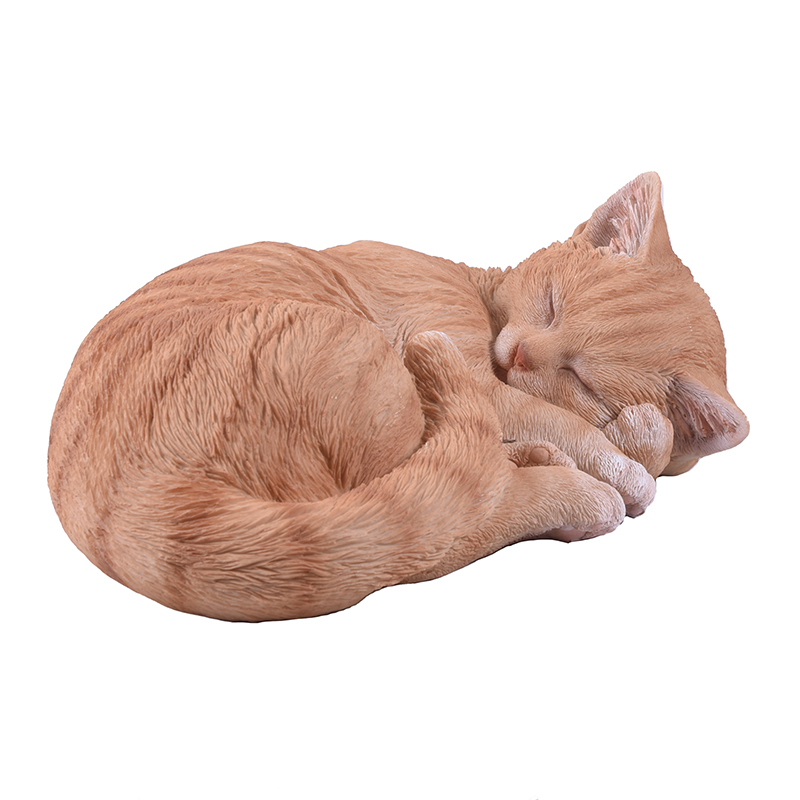 Venkovní zvířátka - Kočka spící polyresinová rezavá 30cm