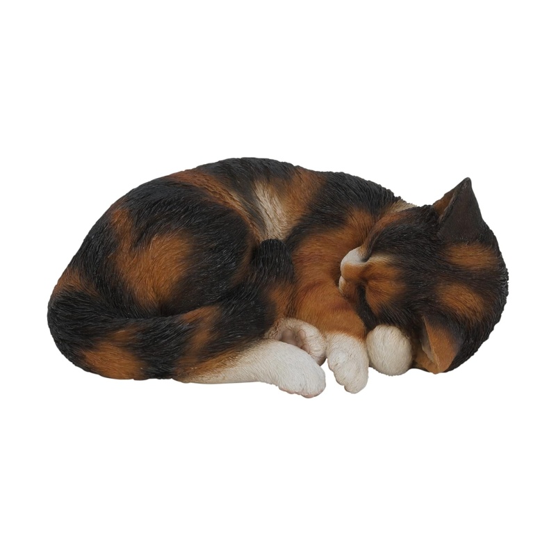 Venkovní zvířátka - Kočka spící polyresinová rezavo-černá 30cm