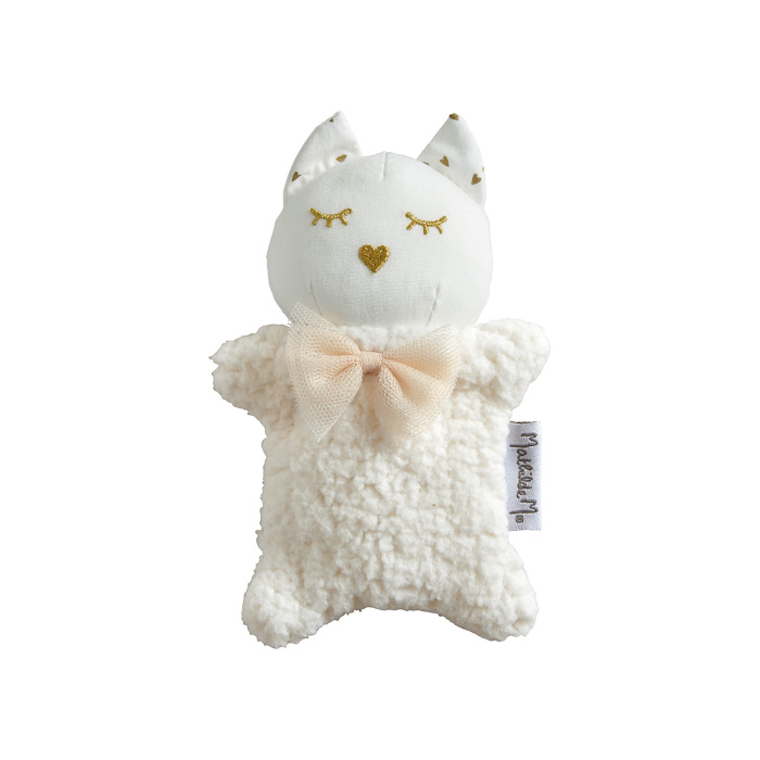 Dětské zboží - Kočka usínáček PETIT CARROUSEL polyesterová bílá 15cm