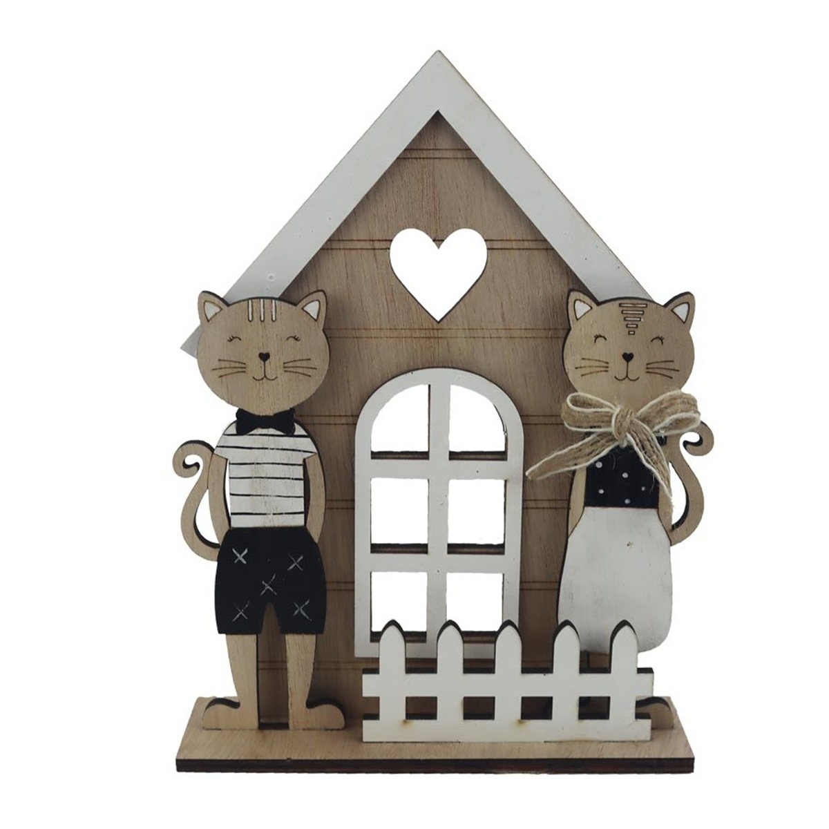 Dekorační figurky zvířat - Kočky stojící u domu 18,5cm