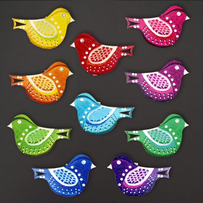 Přízdoby - Kolíček ptáček dřevěný mix 10ks