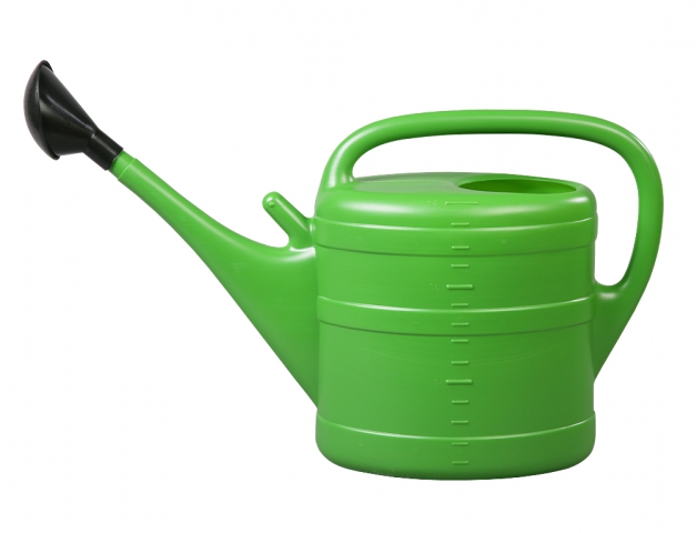 Zálivka a hadice - Konev 14l plastová zelená s růžicí