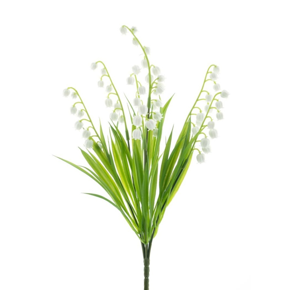 Jarní umělé květiny - Konvalinka v trsu umělá bílá 36cm