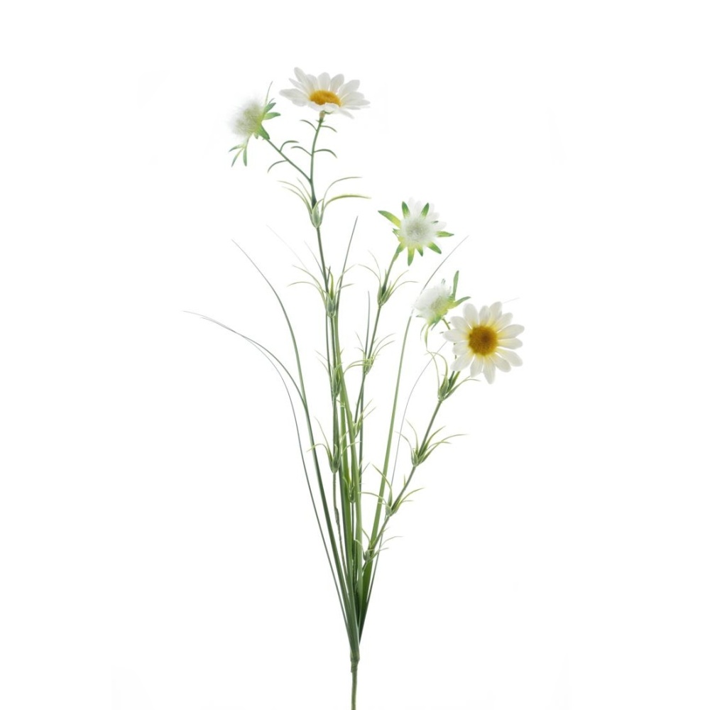 Umělé květiny ve svazku - Kopretina s trávou v trsu umělá krémová 88cm