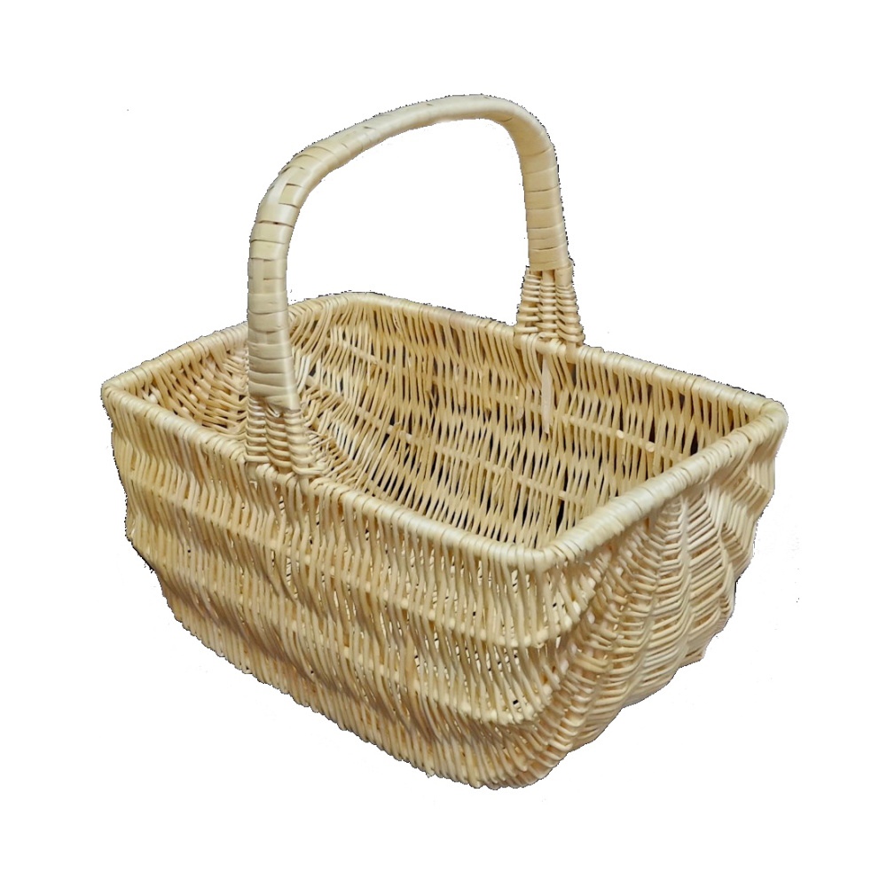 Koše - Koš hranatý proutěný HOLENDR s 1 uchem bílý 54x38cm