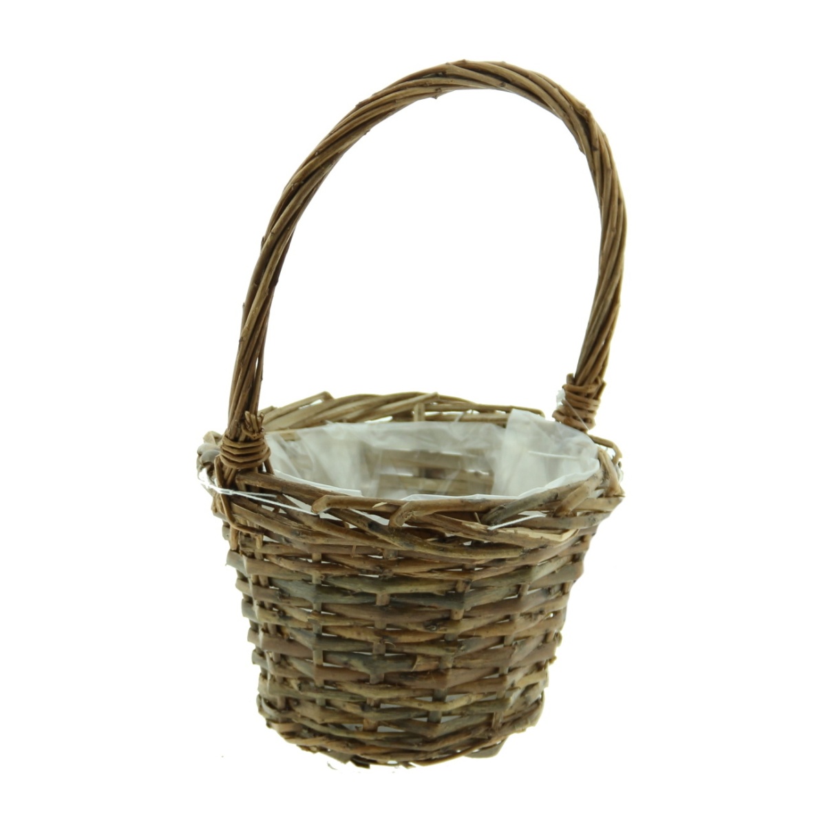 Koše - Koš kulatý proutěný s 1 uchem a igelitem přírodní 14cm